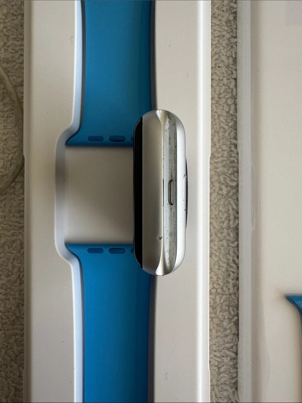 Apple Watch Series 3 with Bright Blue Sport Band Magnetic Charger and Case